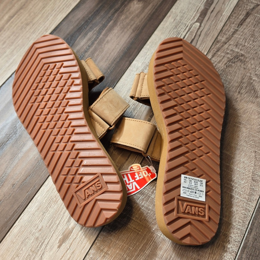 Vans Cayucas Slide Tan Leather Sandals Womens 9 VN0A3MW2GUL - Picture 5 of 5